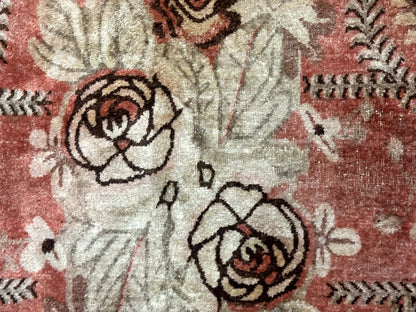 Khotan Rug 5x9 Floral Wool Carpet Terracotta Brown Antique Chinese Handwoven