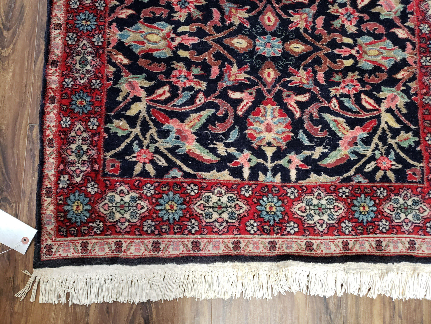 Antique Persian Sarouk, Wool, Hand-Knotted, Blue & Red, 3'1" x 5'3"