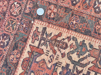 Persian Afshar Rug 5x6, Allover Repeated Motif, Wool Tribal Carpet, Handmade Semi Antique Rug