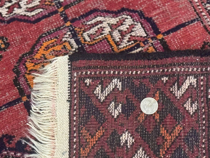 Antique Persian Turkoman Bokhara Rug 7x11, Tribal Rug, Red