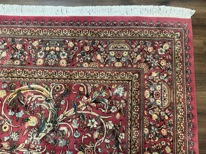 Sino Persian Rug 9x12 Hand Knotted Wool Floral Allover Rose Red 290 KPSI