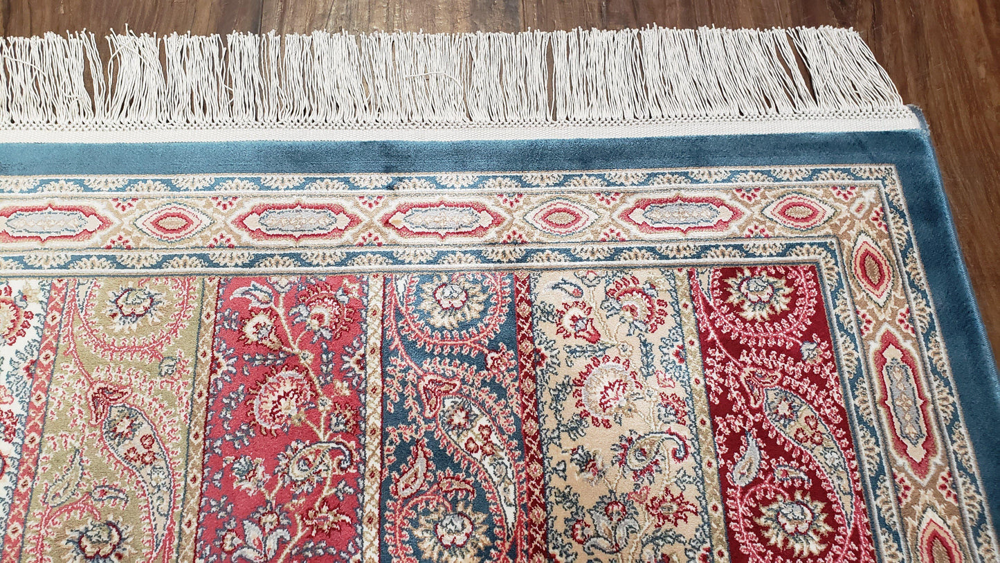 Paisley Pattern Silk Rug, Boteh Design, All Silk Accent Rug, Oriental Carpet, Very Detailed, 2' 8" x 4' 1", New, Bamboo Silk