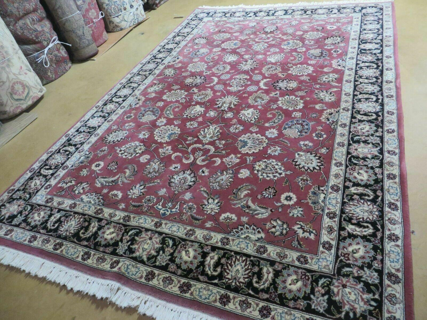 Handmade Wool Silk Rug Vintage Floral Oriental 6x9 Allover Design