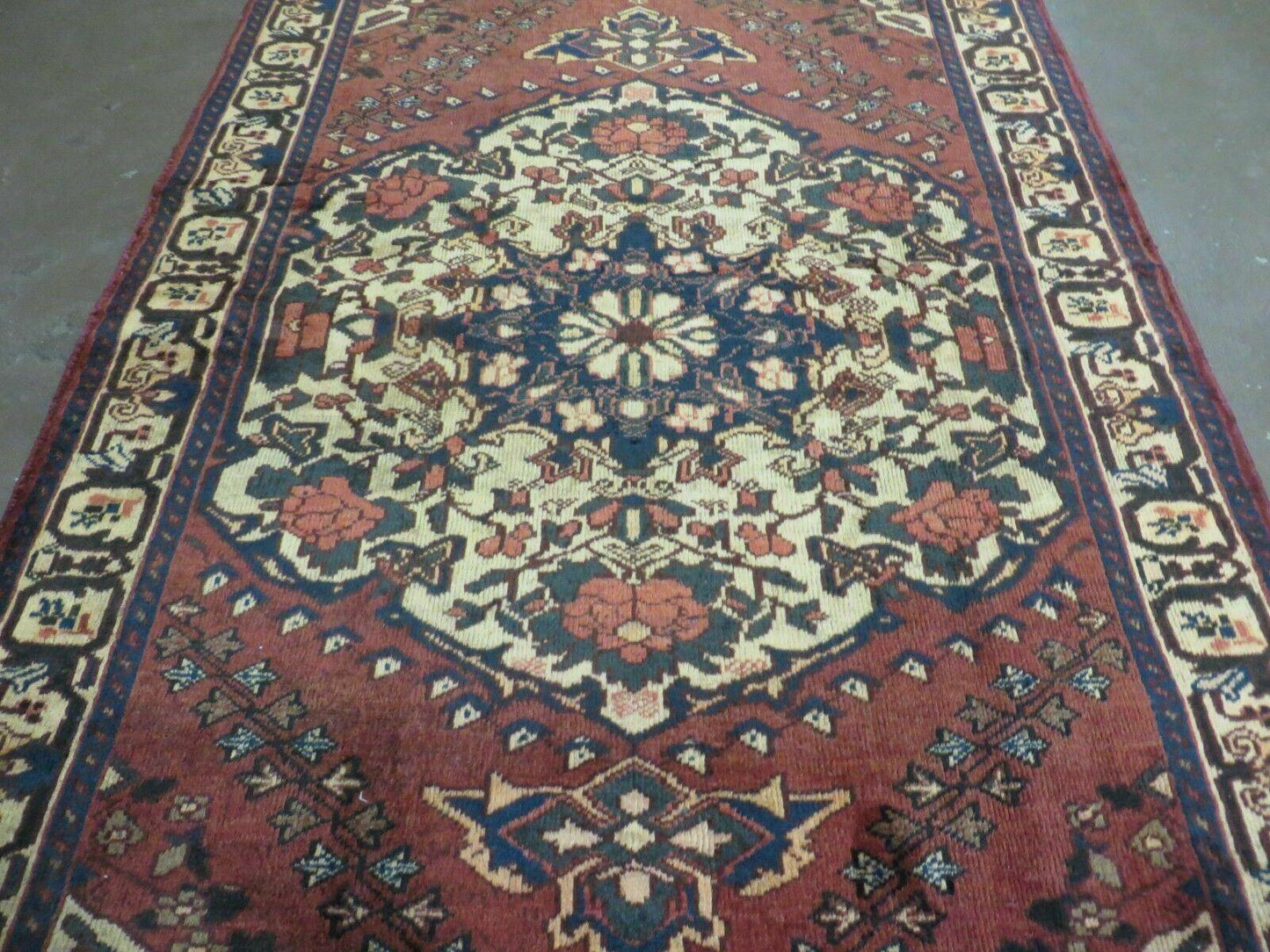 Antique Turkish Medallion Wool Rug Handmade 4x7 Vegetable Dye
