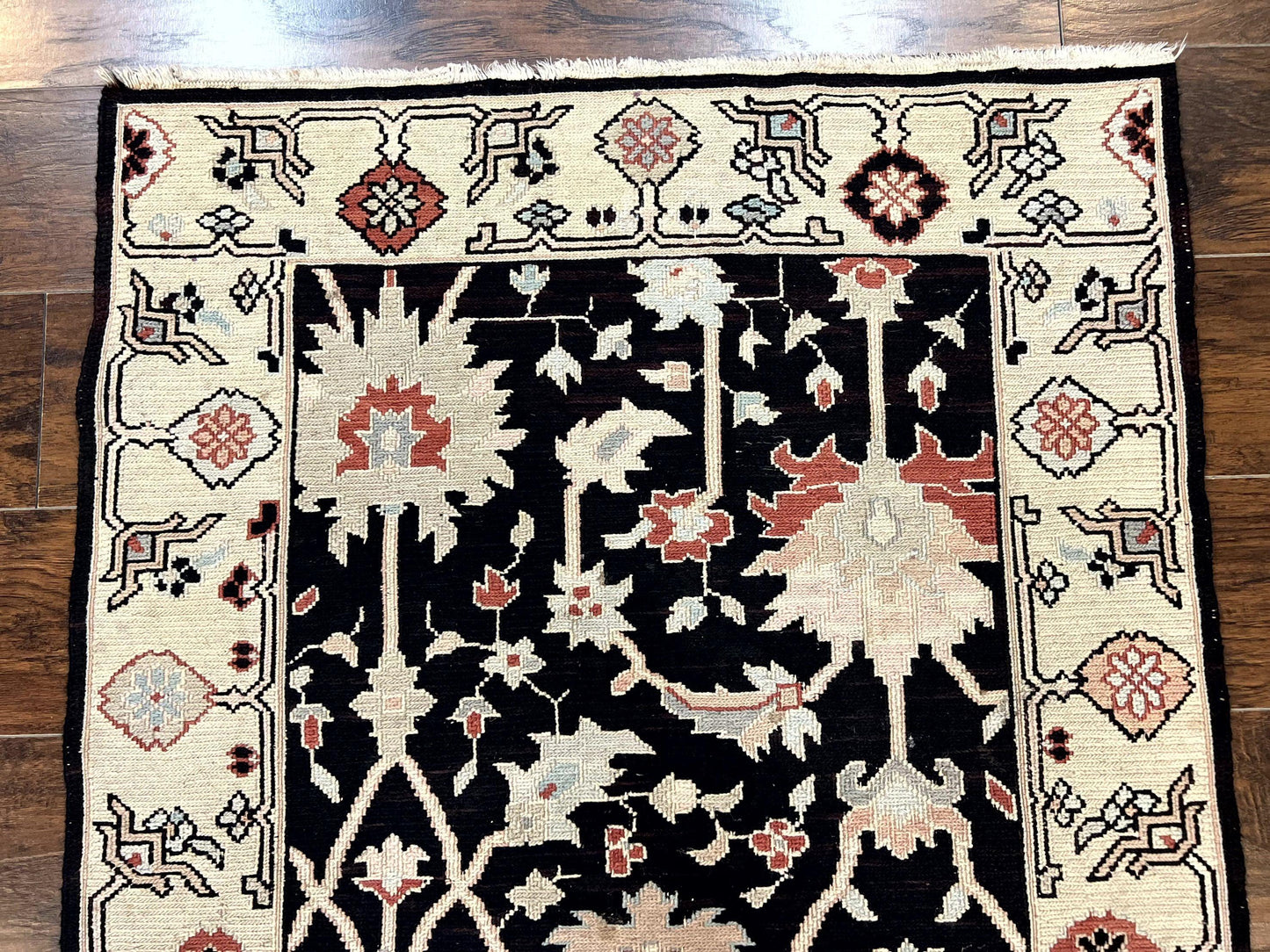 Turkish Kilim Rug 3x5 Handmade Vintage Wool Carpet Black Area Rug