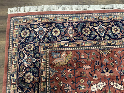 Indo Persian Heriz Rug 10x15 Handmade Wool With Allover Pattern And Vintage Charm