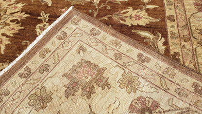 Indo Persian Rug 10x14, Mahal Sultanabad Oriental Carpet, Burnt Orange & Beige, Handmade Wool Area Rug