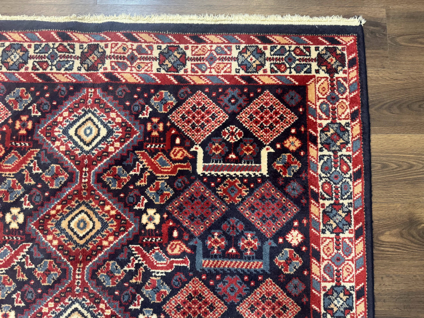 Karastan Rug 5x8, Yuruk Collection #530, Geometric Tribal Wool Pile Vintage Carpet