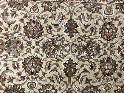 Indo Mahal Rug 6x9 Hand Knotted Wool Floral Ivory Green Traditional Carpet