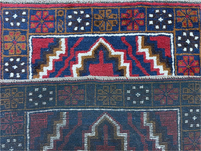 Vintage Baluchi Rug 3 X 5 Handmade Tribal Wool Afghan Red Beige