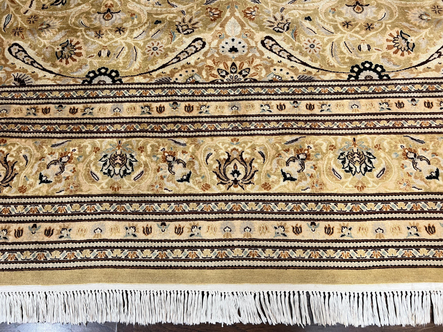 Persian Rug Hand Knotted Wool 8x10 Vintage Safavieh Gold Tan