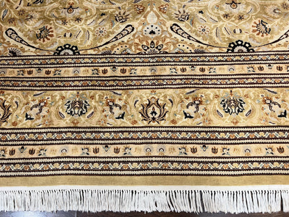 Persian Rug Hand Knotted Wool 8x10 Vintage Safavieh Gold Tan