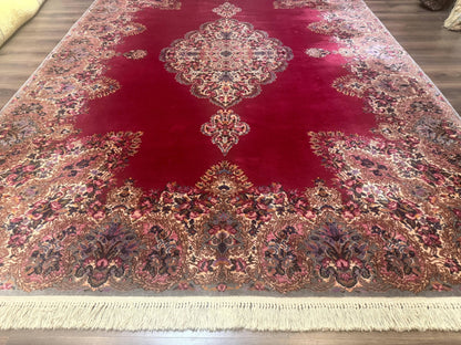 Karastan Kirman Rug 8.8x12 Red Medallion Wool Vintage Carpet