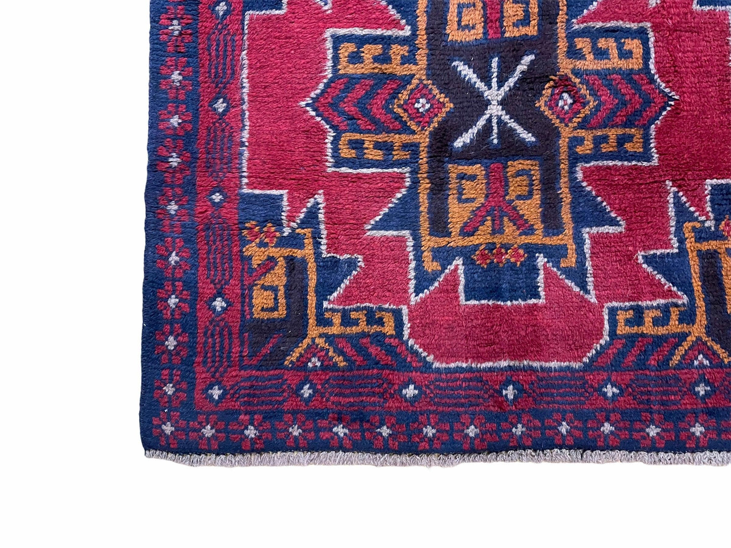 Balouchi Rug Vintage Handmade Tribal Wool Afghan Area Rug Red And Blue