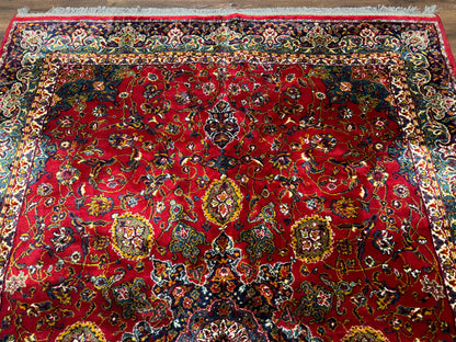 Red Persian Rug 6x9 Medallion Ardebil Design Vintage Power Loomed Carpet