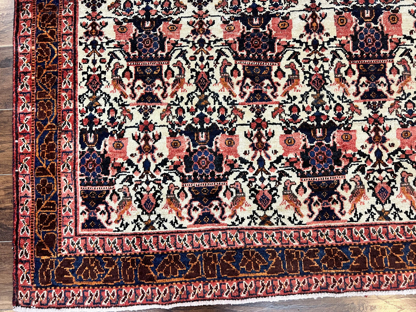 Persian Afshar Rug 6x8 Hand Knotted Wool Vintage Carpet With Floral Allover Motifs