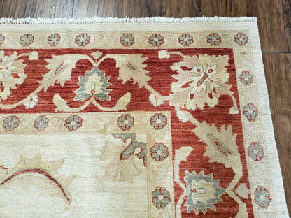 Peshawar Rug 10x14 Rug 10x14 Vintage Rug 10x14 Handmade Rug Chobi Rug Ivory Beige Red Rug