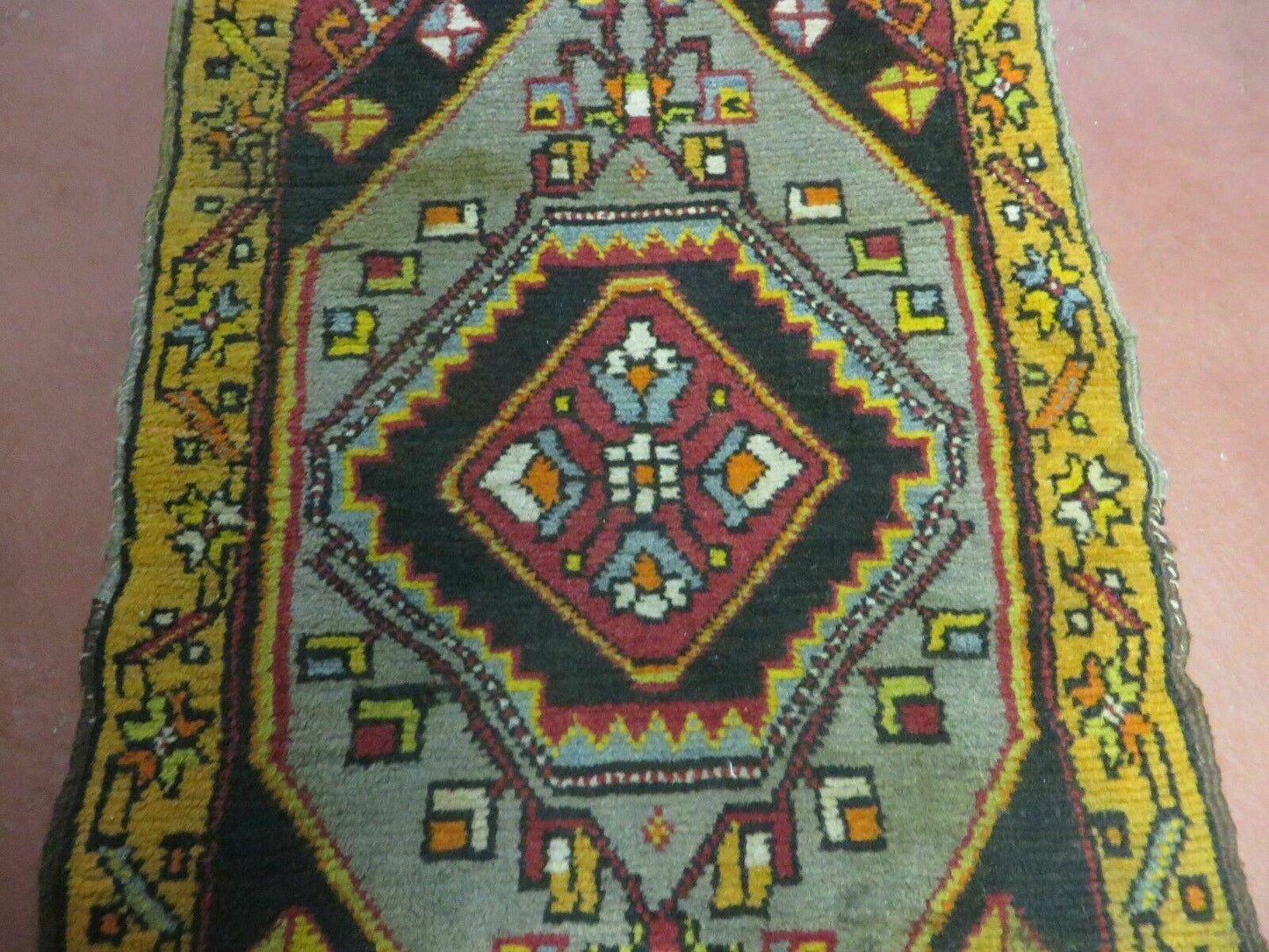 19" X 42" Antique Handmade Turkish Colorful Oushak Oshak Yastik Wool Rug Mat