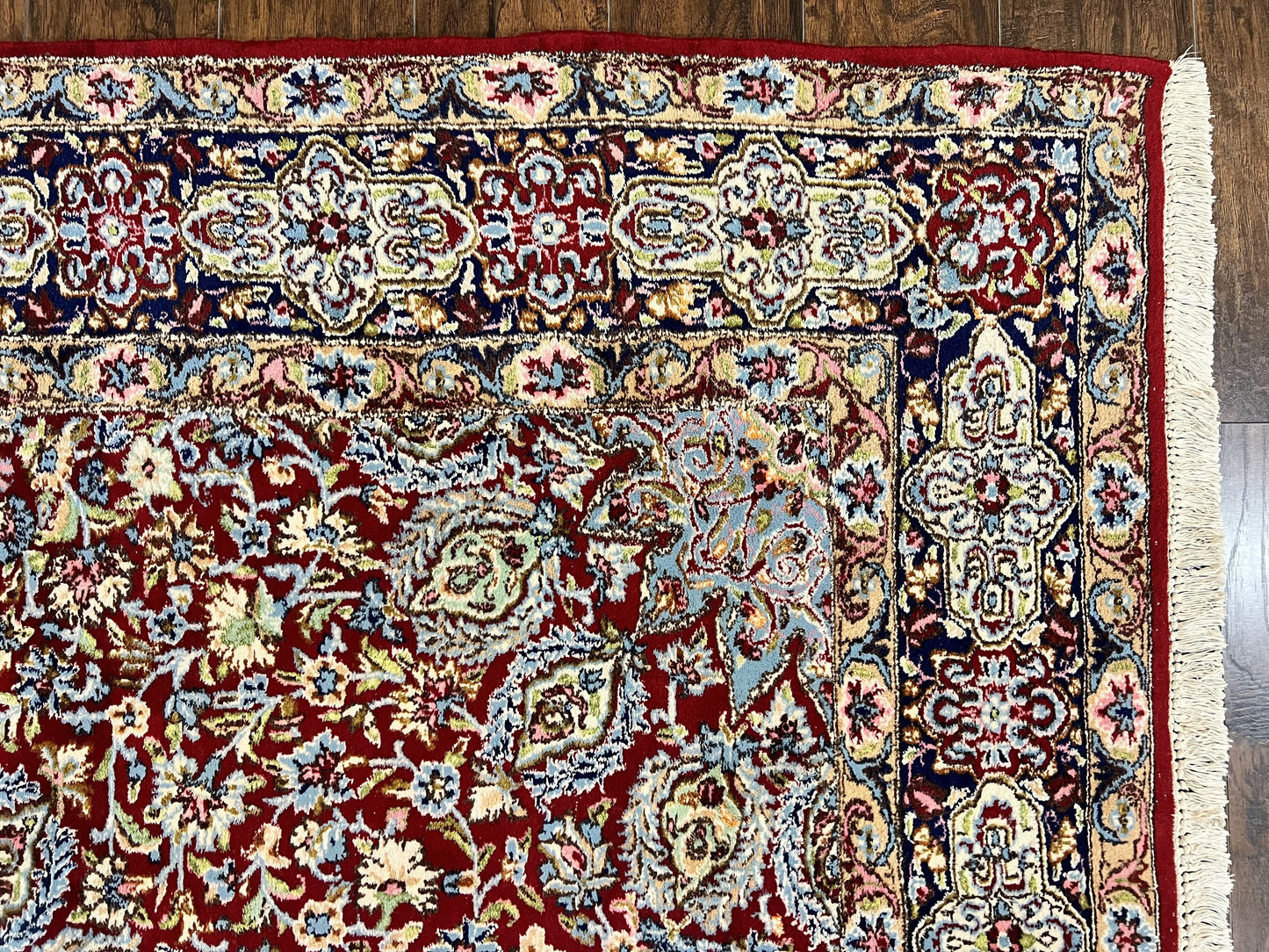 Persian Rug 7x10 Hand Knotted Wool Floral Medallion Kirman Semi Antique Vintage