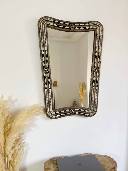 Curved Bone Inlay Mirror - Berber Horizon Mirror