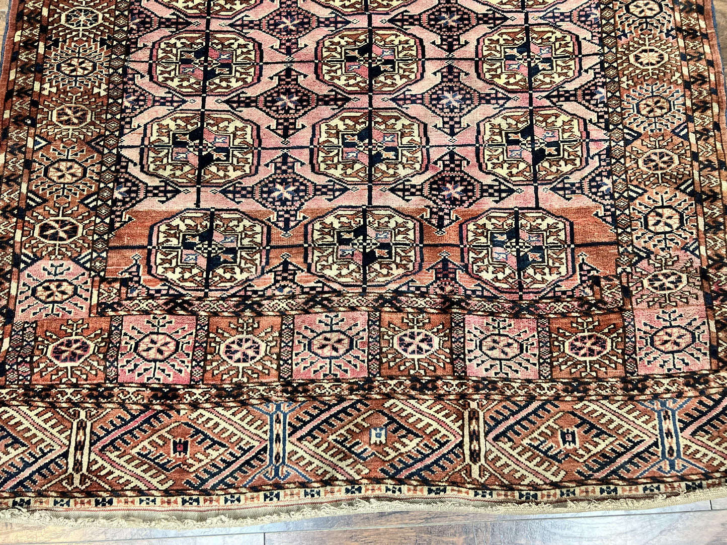 Persian Turkoman Rug 4x6 Hand Knotted Wool Bokhara Carpet