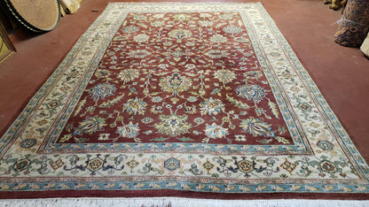 Indo Mahal Rug 8x12 Floral Allover Wool Vintage Handmade Carpet