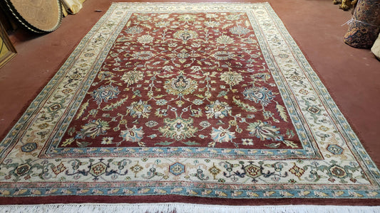 Indo Mahal Rug 8x12 Floral Allover Wool Vintage Handmade Carpet