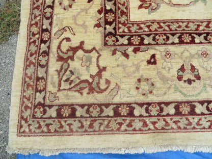 10' X 14' Vintage Hand Knotted Made Indian Agra Wool Rug Vegetable Dyes