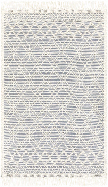 Ramsbury Denim Blue Wool Area Rug - Soft Durable Stylish Home Accent
