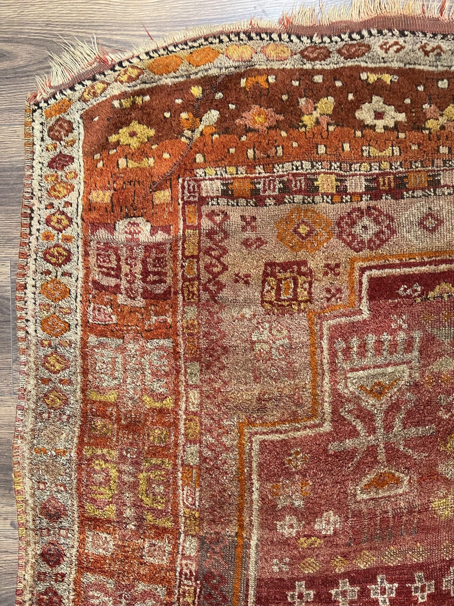 Antique Turkish Melas Rug 4x7 Hand Knotted Wool Area Rug Tribal Geometric