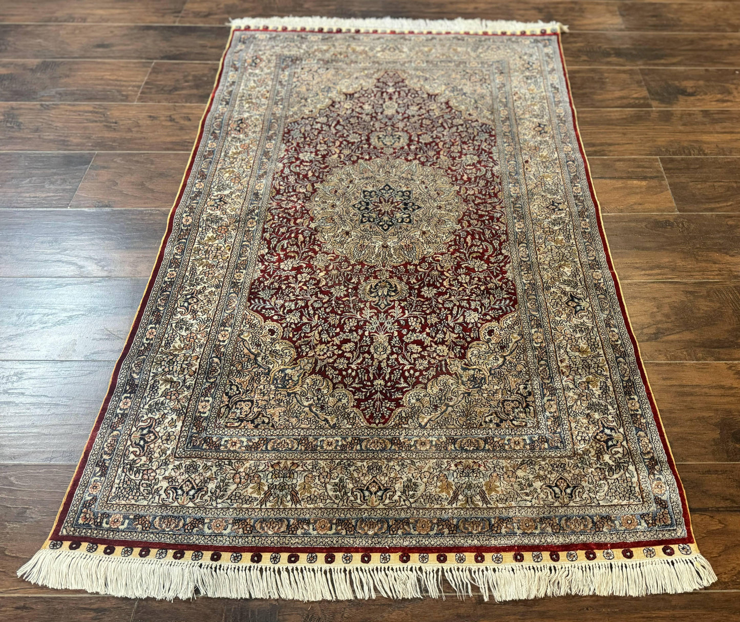 Sino Persian Silk Rug 3x5, Super Fine 440 KPSI, Floral Medallion, Handmade