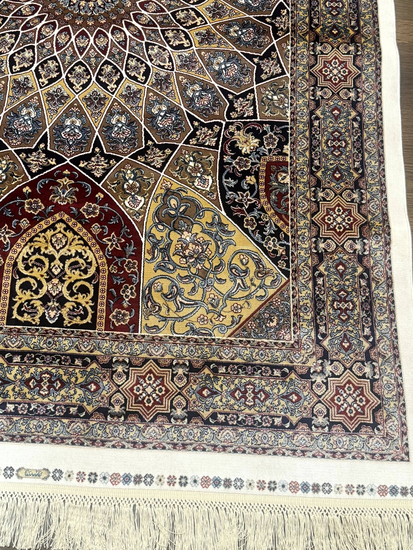 Turkish Silk Rug 4x6 Dome Design Bamboo Silk Memluk Carpet