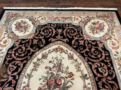 Aubusson Rug 8x10 Handmade Wool Pile Floral European Design
