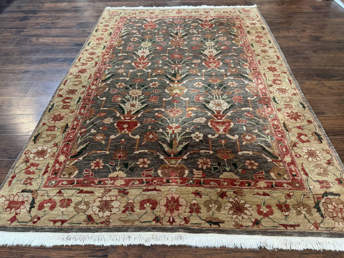 Persian Mahal Rug 6x9 Handmade Wool Oriental Carpet Floral Design