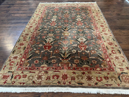 Persian Mahal Rug 6x9 Handmade Wool Oriental Carpet Floral Design