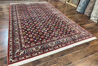Persian Veramin Rug 7x11 Handmade Vintage Navy Blue Wool Area Rug