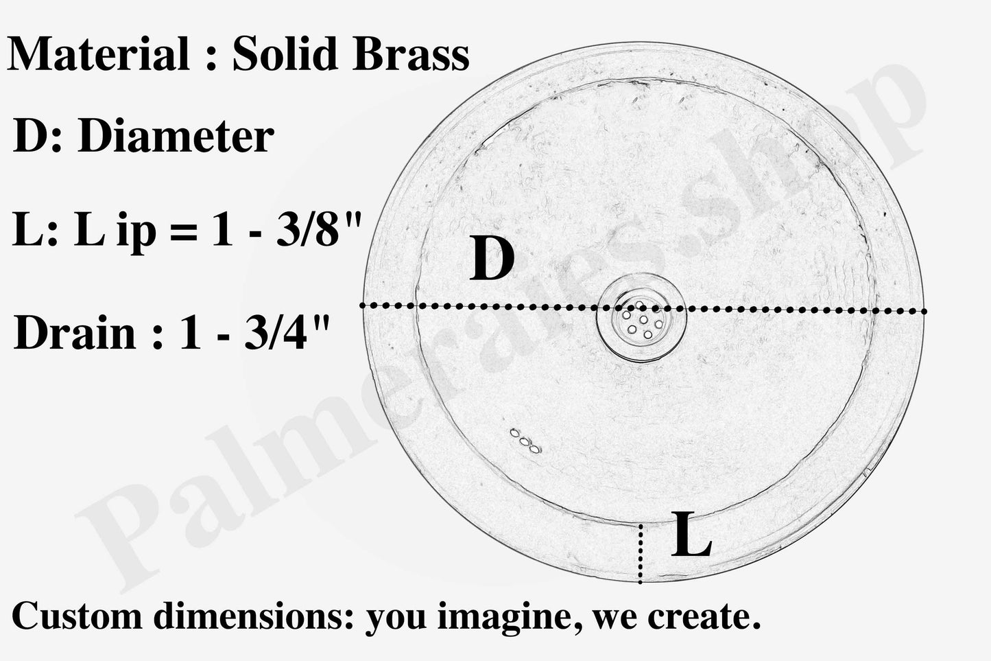 image shows the sink dimension details