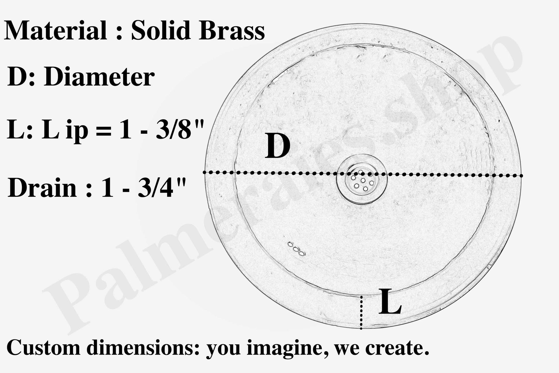 image shows the sink dimension details