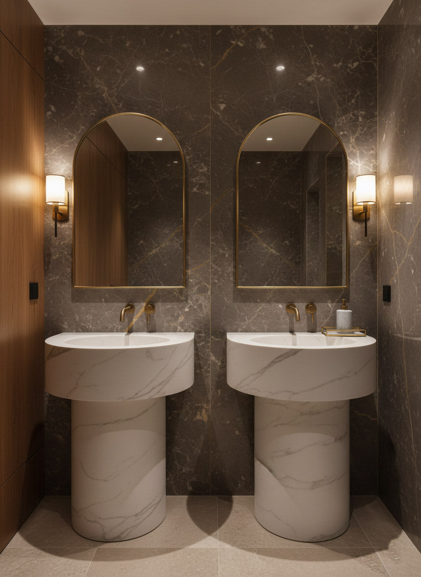 Soft arch vanity mirror