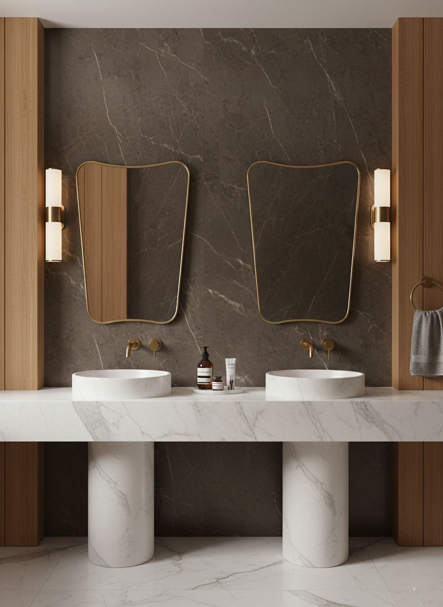 Pair of organic brass mirrors 