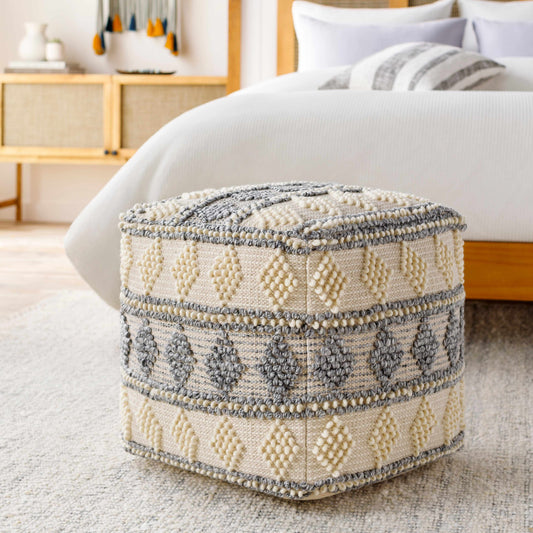 Drumnadrochit Pouf Hand Woven Foot Stool for Living Room and Bedroom with Warm Texture and Transitional Charm