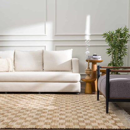 Checkered Jute Area Rug - Eco-Friendly Home Decor