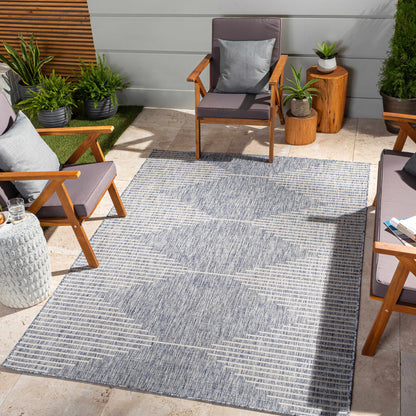 Stephan Blue Outdoor Area Rug - Durable Weather-Resistant Patio Rug