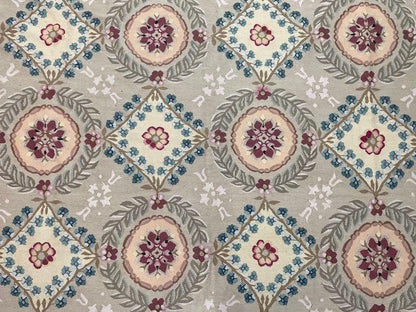 Needlepoint Carpet 9x13 Hand Knotted Beige Floral French European Style