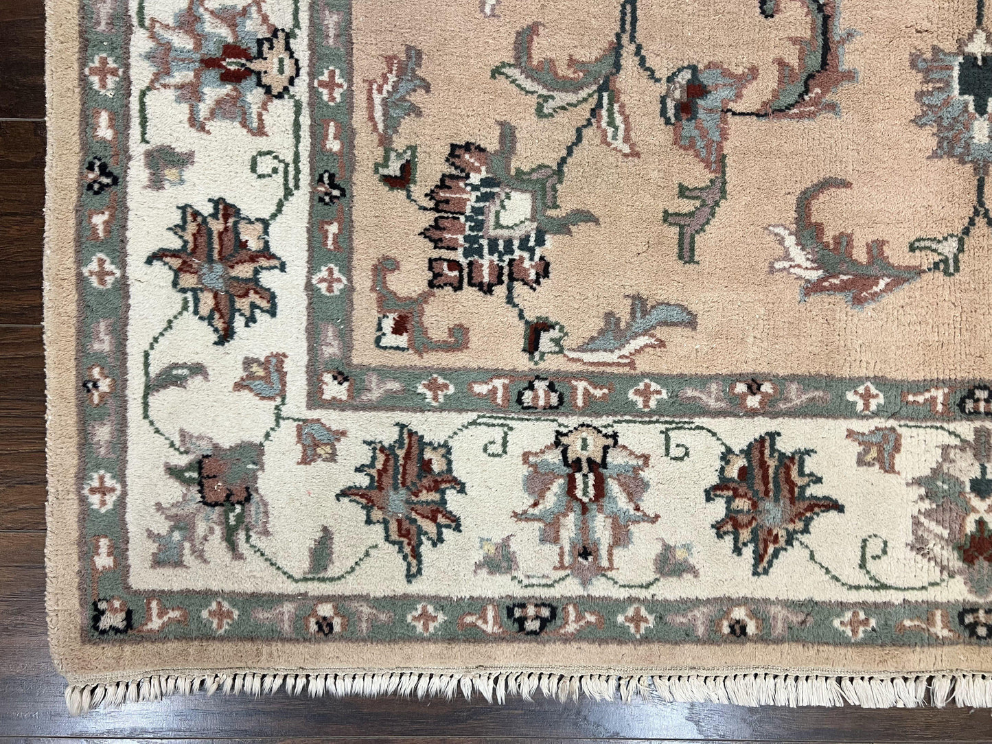 Indo Persian Rug 6x9 Handmade Vintage Wool Carpet With Floral Allover Design