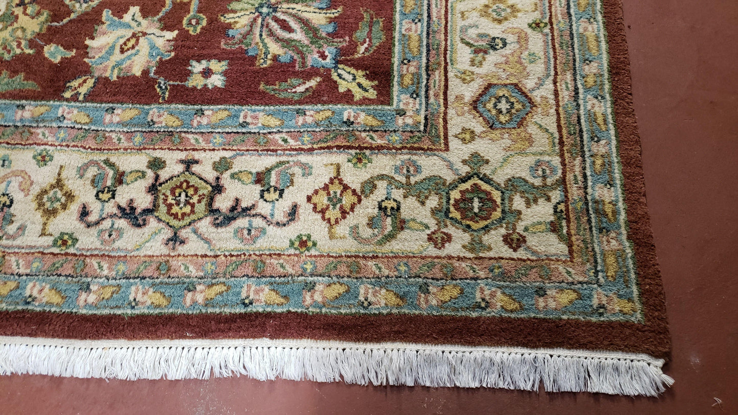 Indo Mahal Rug 8x12 Floral Allover Wool Vintage Handmade Carpet