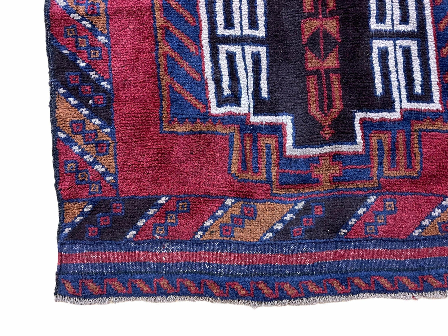 Vintage Handmade Balouchi Rug Wool Tribal Afghan Area Rug Red Beige