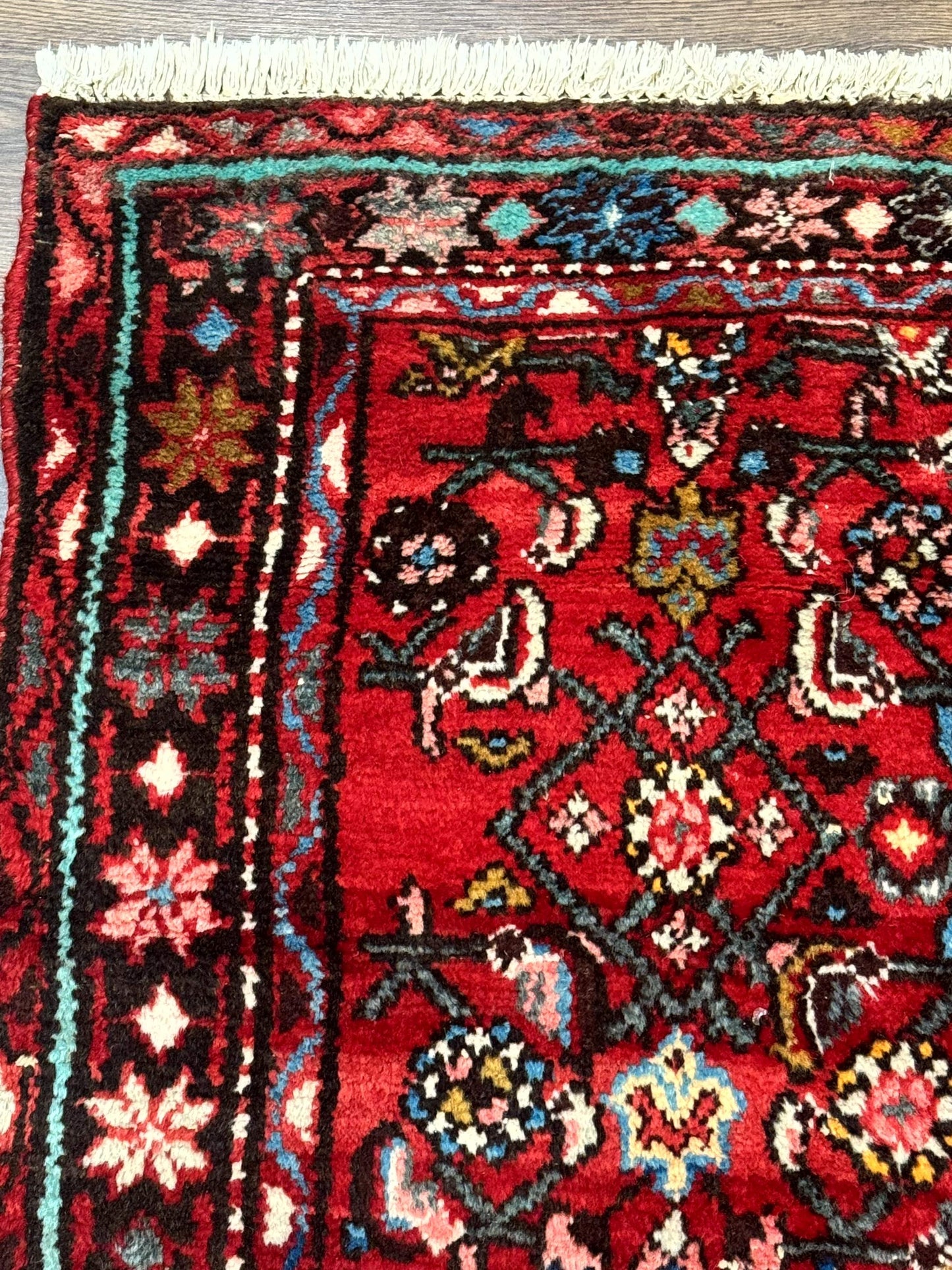 Red Persian Rug 4x7, Village Rug, Wool Vintage Carpet