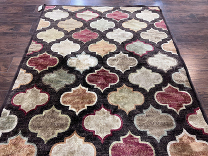 Panel Design Rug 5x7, Multicolor Contemporary Area Rug, Small Living Room Rug