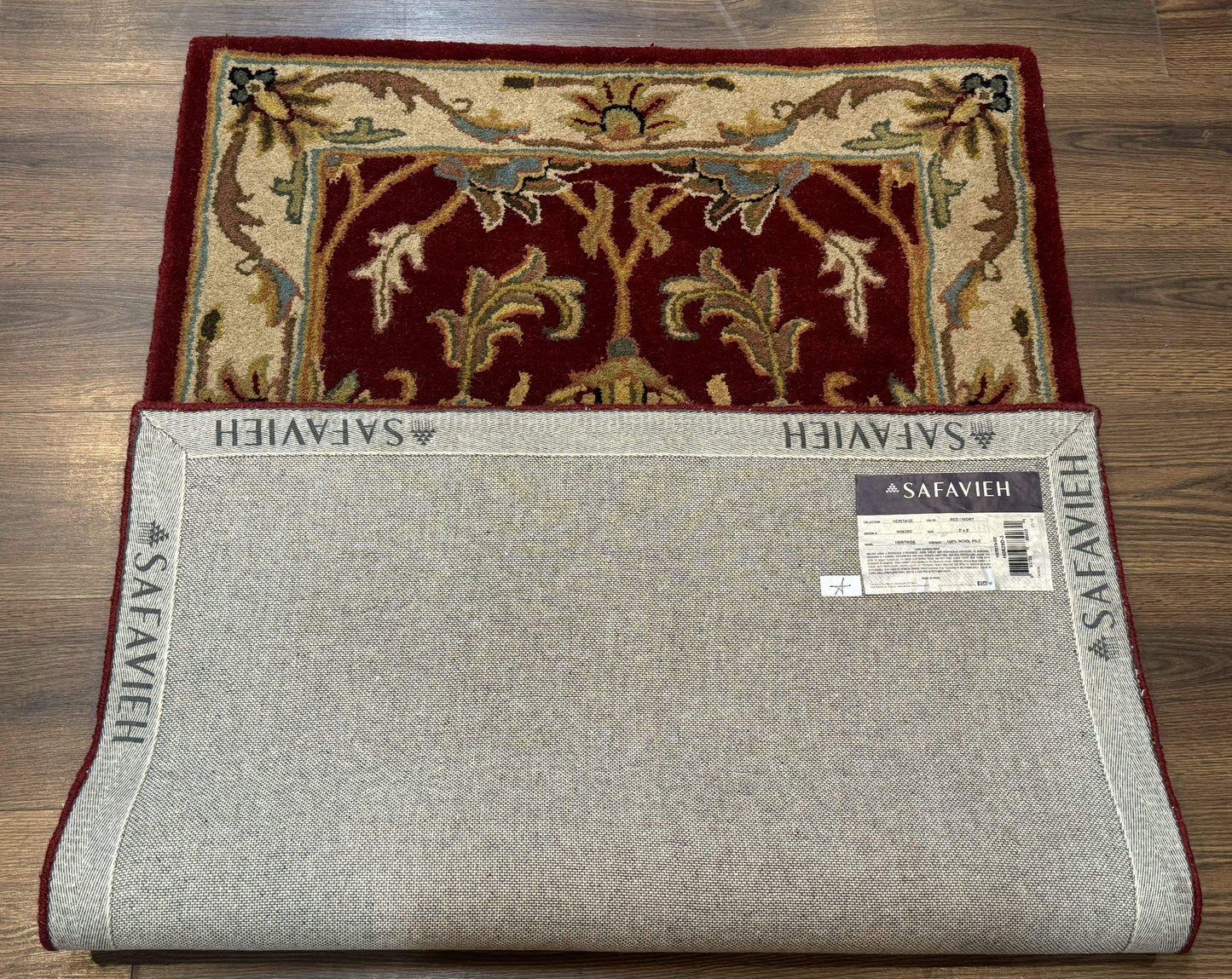 Floral Wool Rug 3x5 In Dark Red Safavieh Heritage Collection Pair B